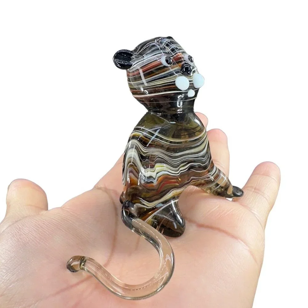 Venetian Slag Art Glass Small Figurine Bear‎ Animal Dog Delicate Glass Figurine